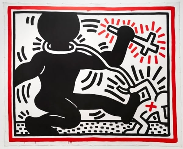 Keith Haring, Untitled (Apartheid) (1984)Photo: Courtesy de Young Museum. Private collection. Keith Haring artwork © Keith Haring Foundation.San Francisco, California.