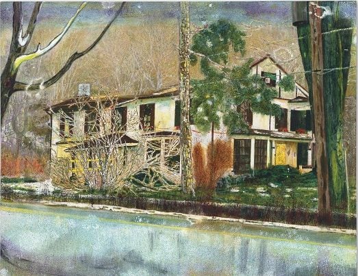 Peter Doig,<em>Pine House (Rooms for Rent)</em> (1994).<br>Courtesy Christie's.