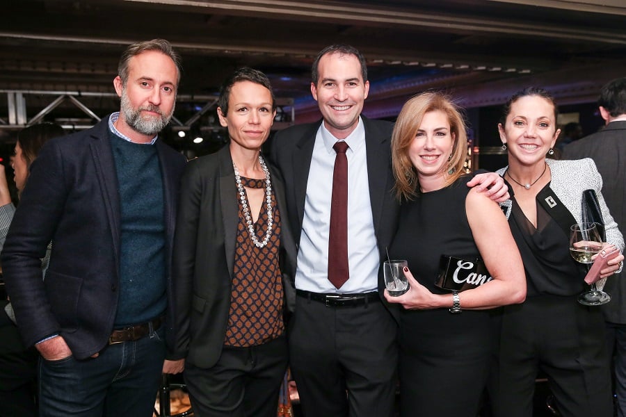 Right to Left: Lisa Schiff, Candace Barasch, Sascha Bauer, Carol Bove, and Gordon Terry at an event in 2014. Photo: Will Ragozzino/BFA