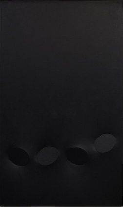 Turi Simeti, Quattro Ovali Neri,  (1994)acrylic on shaped canvas, 78 3/4 x 47 1/4 inches, 200 x 120 cm Photo:courtesy the artist and De Buck Gallery