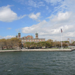 The hospital on Ellis Island as seen from the ferry. Photo: Sarah Cascone.