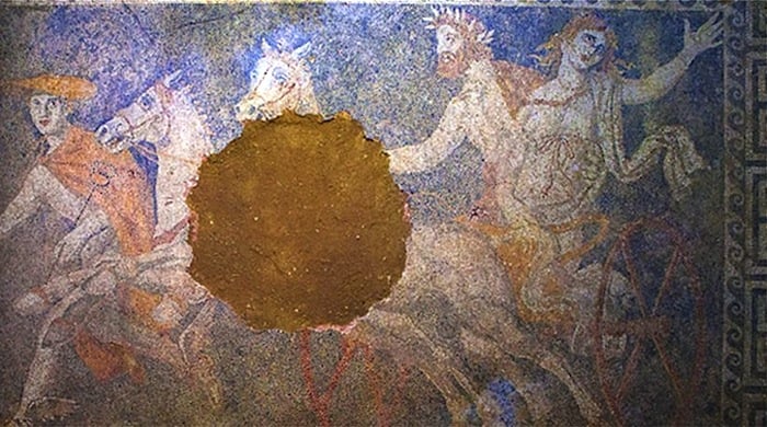 A mosaic at Amphipolis depicting Persephone. Photo: courtesy the Greek culture ministry. 