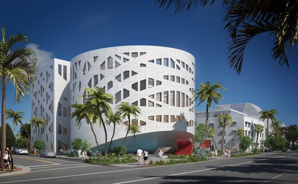 A rendering of the Faena Forum, Miami Beach, designed by Rem Koolhaas. Photo: courtesy Faena and OMA.