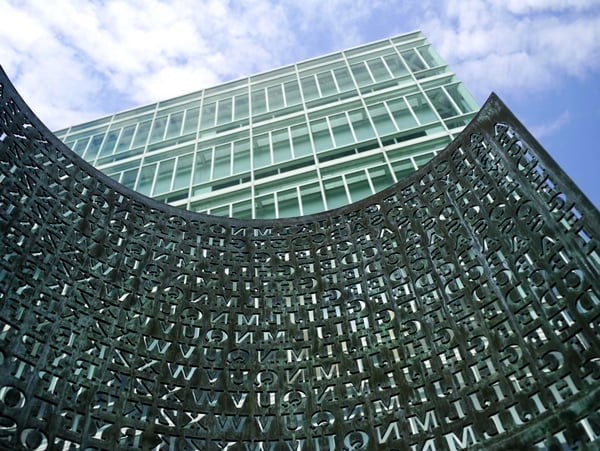 Kryptos sculpture outside C.I.A. headquarters in Langley, VA.Wired.com