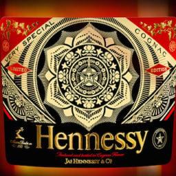 Shepard Fairey’s label design for HennessyPhoto via: Hennessy