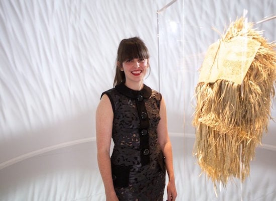 Georgia Russell with her cut paper sculpture for RuinartPhoto via: My Modern Met