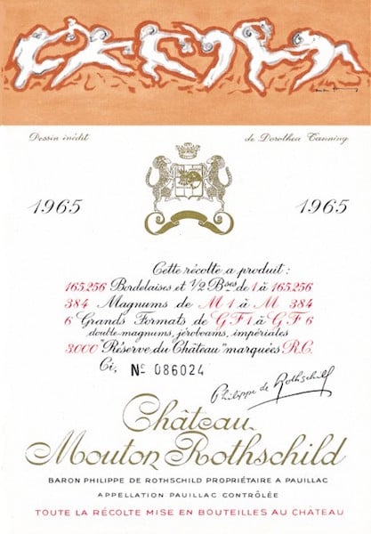Dorothea Tanning’s 1965 label for Chateau Mouton RothschildPhoto via: Chateau Mouton Rothschild