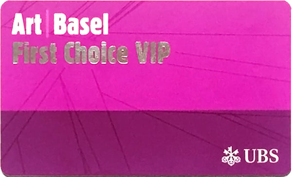 An Art Basel First Choice VIP Card. Photo: Aaron Sherman.