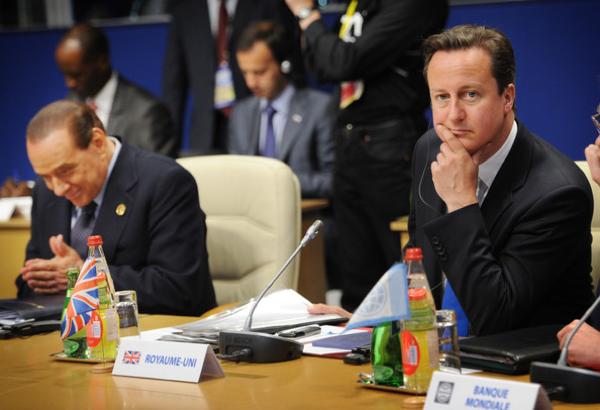 David Cameron and Silvio Berlusconi at the G8 Summit in Deauville, 2011 Photo via: Zimbio