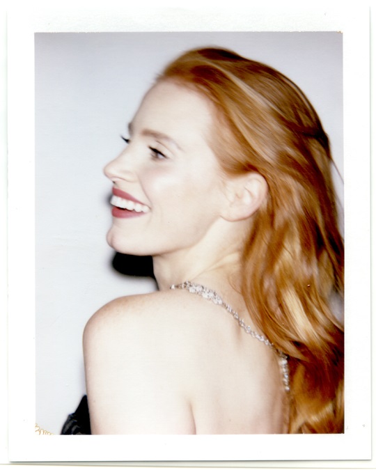 One of Lucas Michael's Polaroids from the Golden Globes ceremony Jessica Chastain.Photo: Courtesy the artist