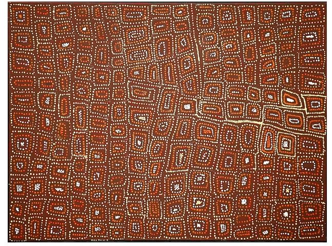 An example of a painting by Aboriginal artist Yukultji Napangati Tingari (2003). Photo: Courtesy artnet