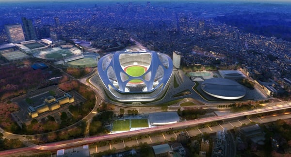 A rendering of the abandoned Zaha Hadid design for the 2020 Tokyo Olympic Stadium. Photo: Zaha Hadid.