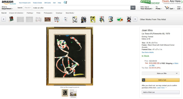 A Joan Miro etching available within Amazon Art's new "Make an Offer" scheme Photo: Screenshot