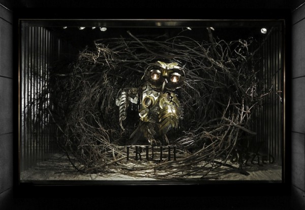 Robotic owl by Chris Cole as part of the "Truth" display for Barneys