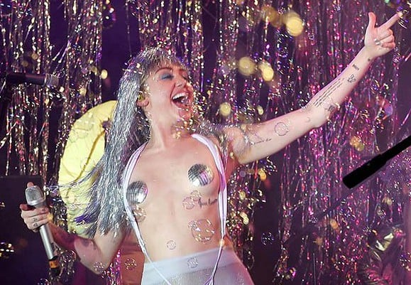 Miley Cyrus performing at Art Basel. Photo: Startraks 