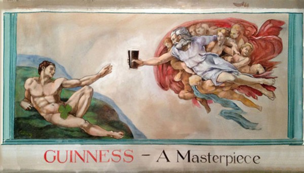 John Gilroy Guinness ad based on Michelangelo's The Creation of Adam.