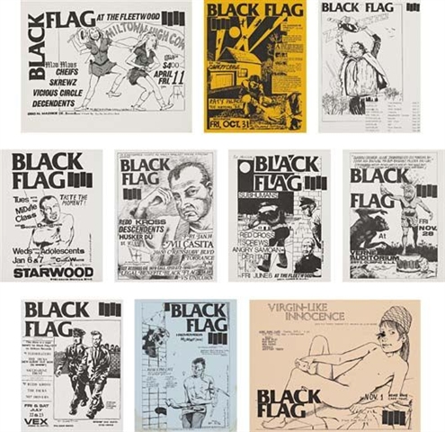 Black flag flyers (set of 10) by Raymond Pettibon