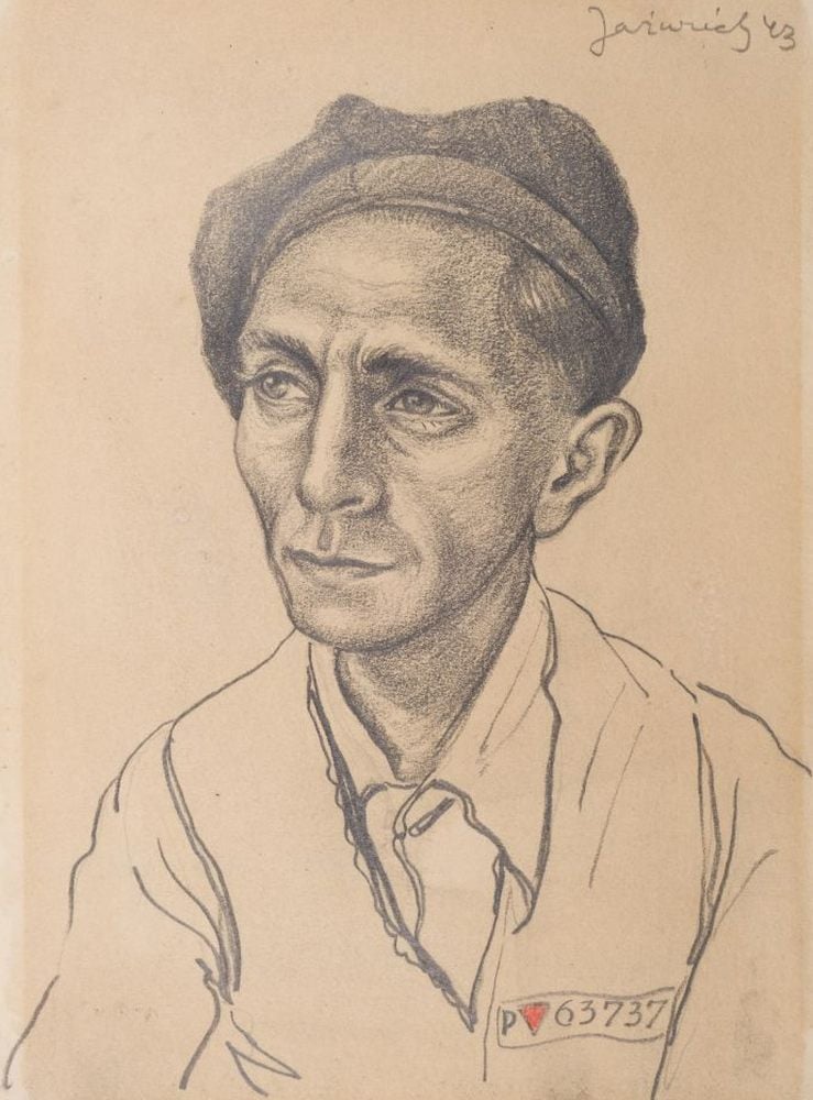 Franciszek Jaźwiecki, <em>Portret Daniela Boguszewskiego (Portrait of Daniel Boguszewski), Auschwitz, 1943. Courtesy of the Auschwitz-Birkenau State Museum. 