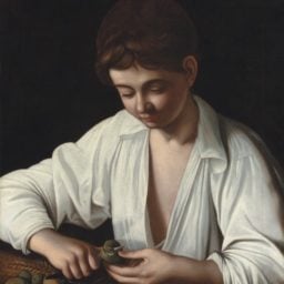 Michelangelo Merisi da Caravaggio, Boy Peeling a Fruit, oil on canvas