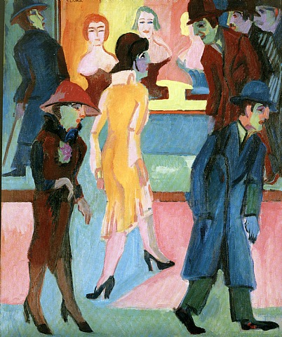 Strassenbild vor dem Friseurladen by Ernest Ludwig Kirchner