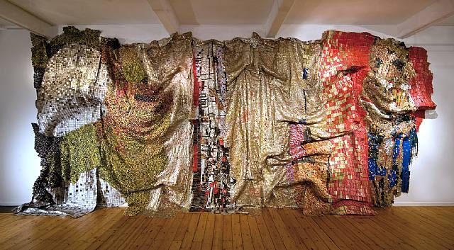 El Anatsui, <em>In the World, But don't know the World?</em> (2009), private collection. Photo: Jonathan Greet, courtesy October Gallery, London.