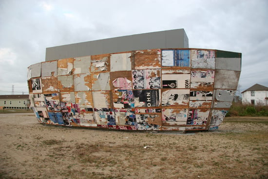 Mark Bradford Mithra (2008) Plywood, shipping containers, steel. Photo: Courtesy of Hauser & Wirth
