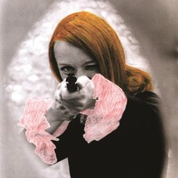 Niki de Saint Phalle aiming; colored Film-Still of Daddy (1972). © Peter Whitehead. Photo: Courtesy of the Grand Palais.