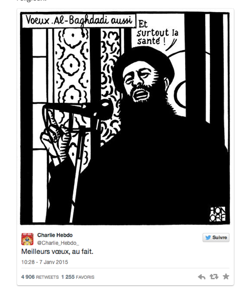 Charlie Hebdo's tweet, an hour before the attack.