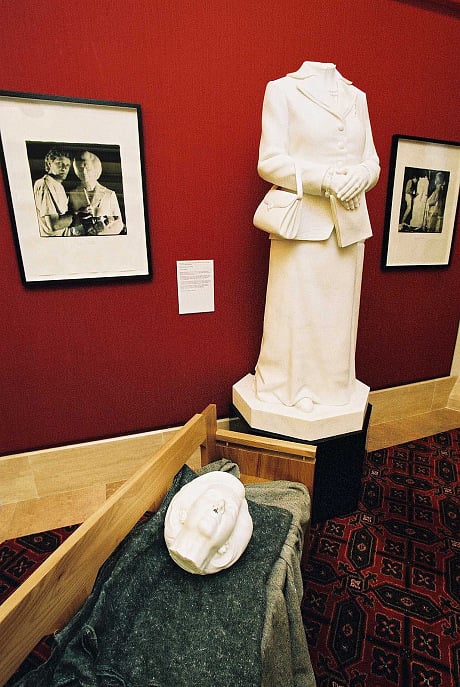 Neil Simmons's statue of Margaret Thatcher was beheaded by vandal Paul Kelleher shortly after going on view at Guildhall Art Gallery, London, in 2002. Photo courtesy of Guildhall Art Gallery, London.