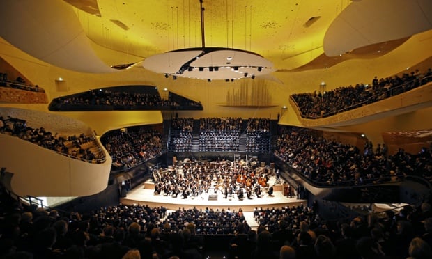 The stage at the Jean Nouvel–designed Philharmonie in Paris. Photo: Charles Platiau, courtesy the AP.