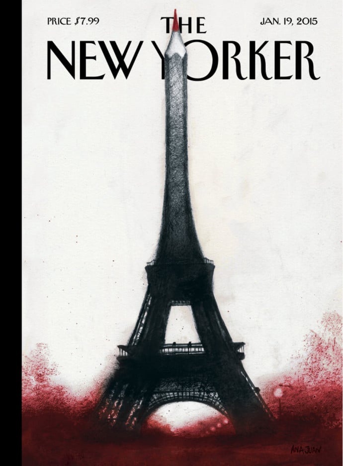 The New York's upcoming cover offers this moving tribute to Paris's Charlie Hebdo magazine.