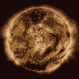 "This mosaic of the 100 millionth image from the Advanced Imaging Assembly on NASA's Solar Dynamics Observatory is created from previous AIA images—each tile in the mosaic is 50 pixels across." Photo: NASA/SDO/Mosaic created with AndreaMosaic.
