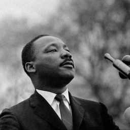 Stephen Somerstein, Martin Luther King Jr. speaks to the crowds at Montgomery. Photo: Stephen Somerstein.
