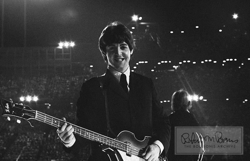 Paul McCarthy performing in concert with the Beatles. Photo courtesy of the Bob Bonic Archive.