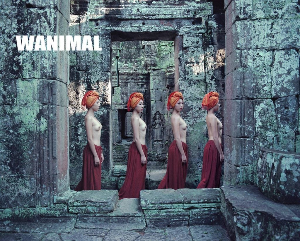 This topless photo was taken at temple of Banteay Kdei at Angkor Wat. 