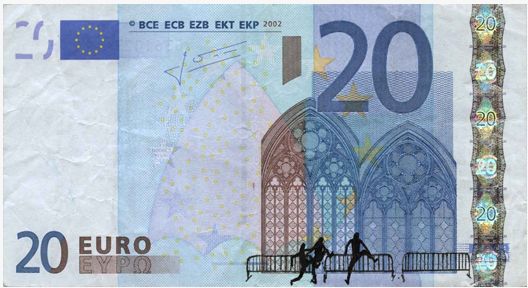 Greek Artist Defaces European Currency To Highlight Crisis