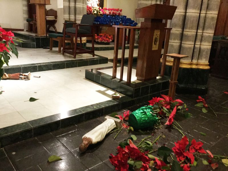 A man damaged artifacts worth more than $100,000 at the Church of the Immaculate Conception in the East Village. Photo courtesy of the Church of the Immaculate Conception.