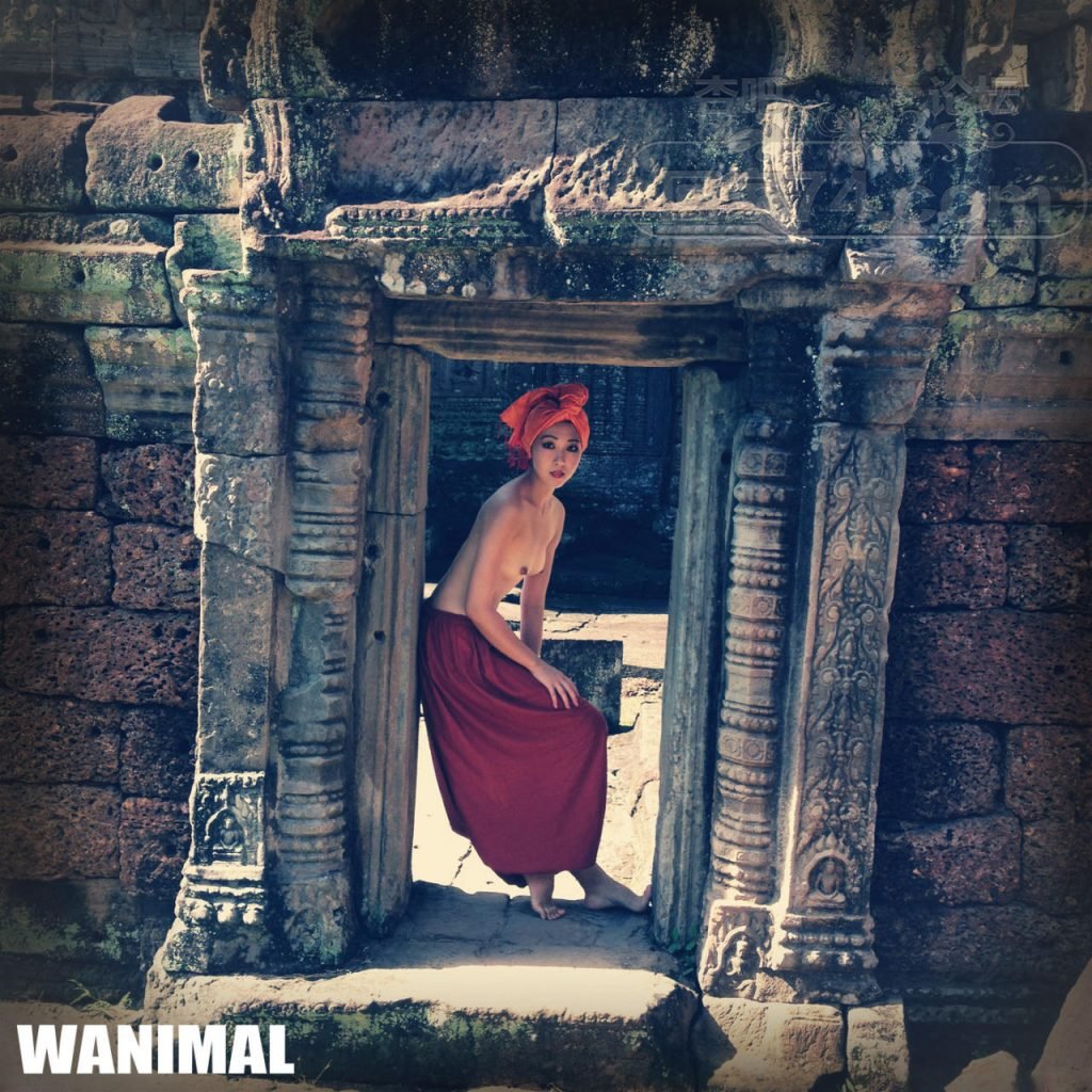 This topless photo was taken at temple of Banteay Kdei at Angkor Wat.