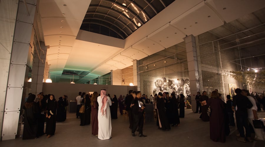 Opening of the "Fast Forward" exhibition tracing the history of Saudi art at the Jeddah Arts Festival 2015.