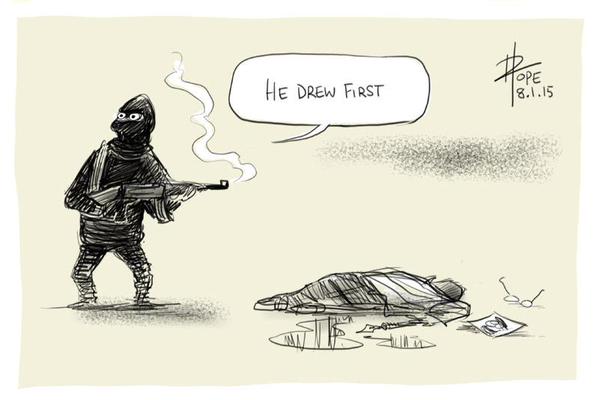 Political cartoonist David Pope's reaction to Charlie Hebdo attacks.  Photo: blazepress.com