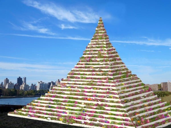 Agnes Denes, rendering of The Living Pyramid (2015).