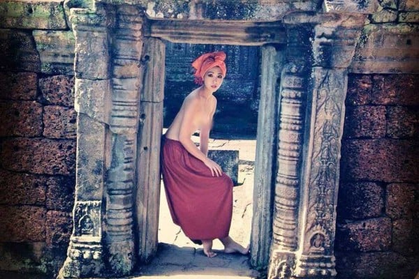 This topless photo was taken at temple of Banteay Kdei at Angkor Wat. Photo: WANIMAL.