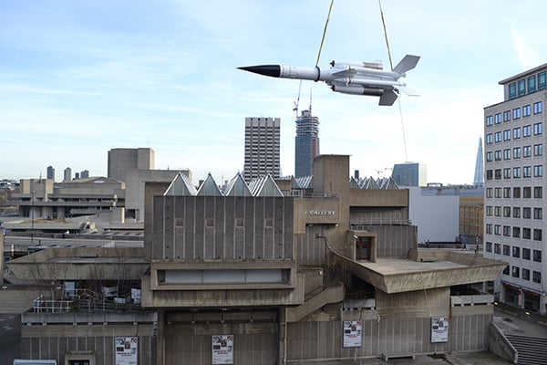 The Bloodhound missile system being installed at the Hayward Gallery as part of 