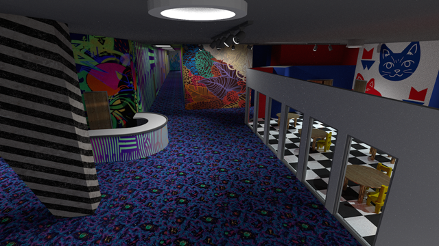 Rendering of Meow Wolf Art Complex interior.
