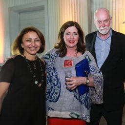 From left: Hanan Sayed Worrell, Paula Askari and Richard Armstrong Photo: Neville Hopwood, Getty Images. Courtesy Alserkal Avenue.