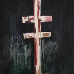 Myuran Sukumaran, painting of the cross and pole used in Indonesian executions.