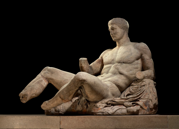 A figure of a naked man, possibly Dionysos Marble statue from the East pediment of the Parthenon Designed by Phidias, Athens, Greece, 438BC-432BC © The Trustees of the British Museum