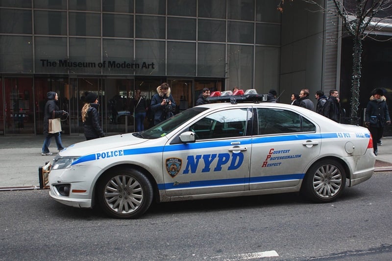 The NYPD stationed outside the Museum of Modern Art today.Photo Stacey Leigh.