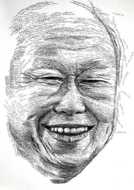 Ong Yi Teck's portrait of Lee Kuan Yew. Image from Instagram/ @friedricebucket.