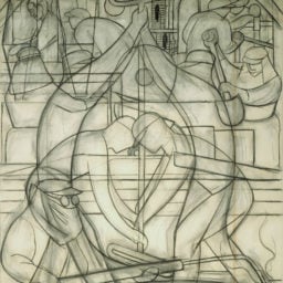 Diego Rivera, Preparatory Drawing for Commercial Chemical Operations (Detroit Industry south wall) (1932